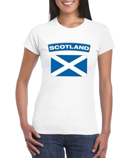 Schotland t-shirt met Schotse vlag wit dames L