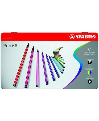 STABILO Pen 68 50 Viltstiften - Metalen Etui