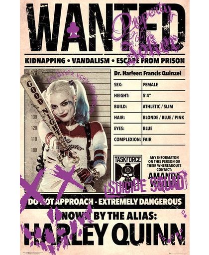 Suicide Squad Harley Quinn - Wanted Poster meerkleurig