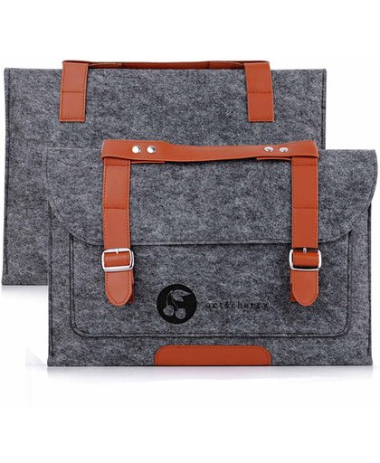 #DoYourMobile - 11 inch Vilten sleeve / beschermhoes met draaghengsel voor Tablets / Notebooks - 32 x 22,2 cm - Donkergrijs