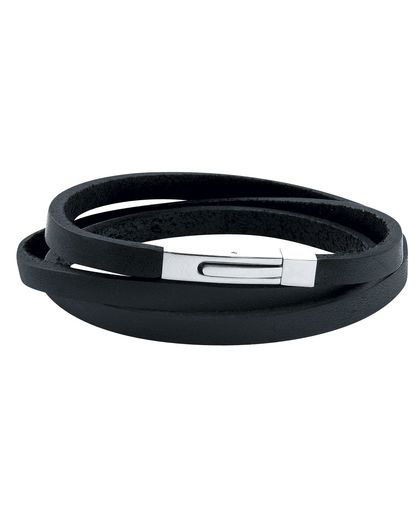 Triple String Leather Bracelet Lederen armband zwart