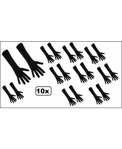 Razor 10x Paar handschoenen stretch zwart 45 cm mt.XL/mt.XXL