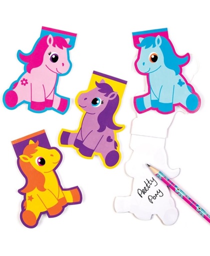Schoolset met notitieblokjes met een mooie pony voor kinderen – een leuke vuller voor uitdeelzakjes voor kinderen (8 stuks per verpakking)