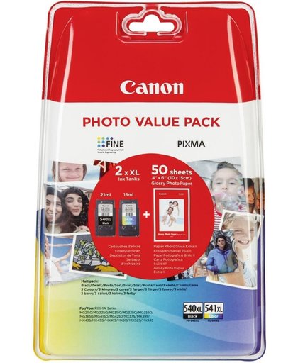Canon PG-540XL/CL541XL inktcartridge Zwart, Cyaan, Geel, Magenta 21 ml 15 ml