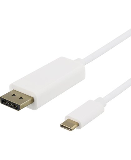 DELTACO USBC-DP201-K, USB-C naar DisplayPort kabel, 2m, 4K, 3D, wit