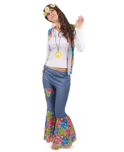 Hippie Flower Power kostuum voor vrouwen - Verkleedkleding - Medium