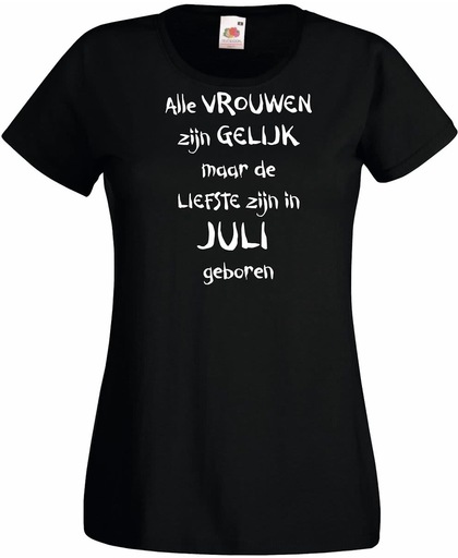 Mijncadeautje - T-shirt - zwart - maat L - Alle vrouwen zijn gelijk - juli