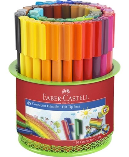 Viltstift Faber-Castell Connector 45 stuks in metalen blik groen