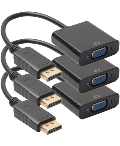 DisplayPort Male naar VGA Female kabel - 20cm - set van 3 stuks