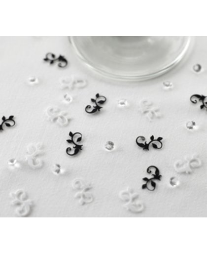 Neviti Tafel versiering kristallen en confetti ornamenten zwart wit - OP = OP