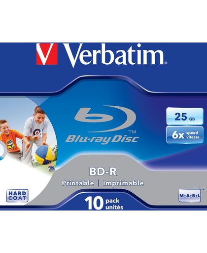 Verbatim BD-R SL 25GB 6x Printable 10 Pack Jewel Case BD-R 25GB 10stuk(s)