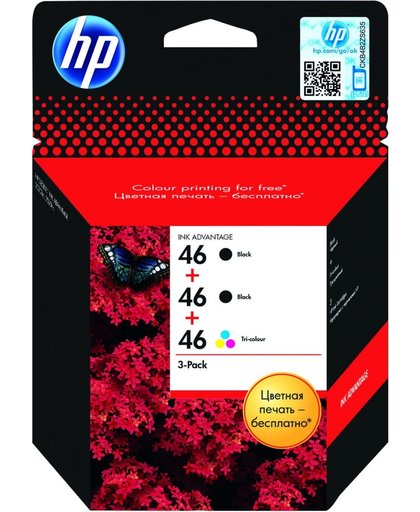 HP 46 inktcartridge Zwart, Cyaan, Magenta, Geel 1500 pagina's 750 pagina's