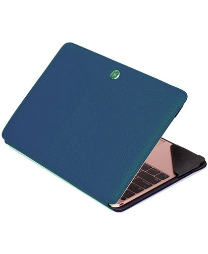 Shop4 - MacBook 12 inch Retina Hoes - Book Cover Lychee Donker Blauw