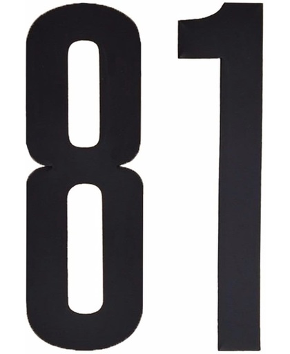 Cijfer sticker 81 zwart 10 cm - klikocijfers / losse plakcijfers