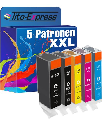 Tito-Express PlatinumSerie PlatinumSerie® Set 5x inktcartridge XXL voor Canon PGI-550XL & CLI-551XL Canon Pixma IP7250 MG5450 MG6350 MX725 MX925
