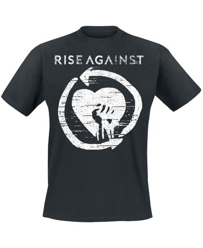 Rise Against Distressed Heartfist T-shirt zwart