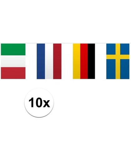 10x Vlaggenlijn / slinger Europa 10 meter - Europese landen