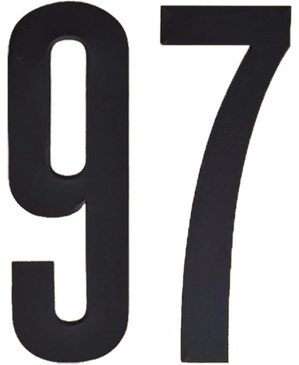 Cijfer sticker 97 zwart 10 cm - klikocijfers / losse plakcijfers