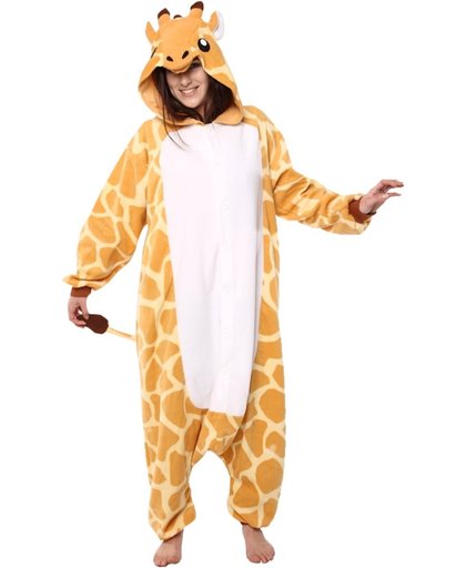 KIMU onesie giraf pak kostuum - maat M-L - girafpak jumpsuit huispak