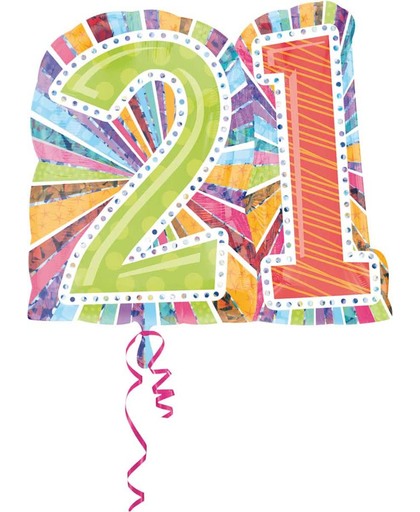 21 Jaar Folieballon Radiant Birthday
