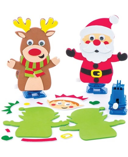 Sets met opwindbare kerstfiguren. Leuke kerstcadeautjes voor zakgeldprijzen - Perfect voor in feesttasjes voor kinderen (3 stuks per verpakking)