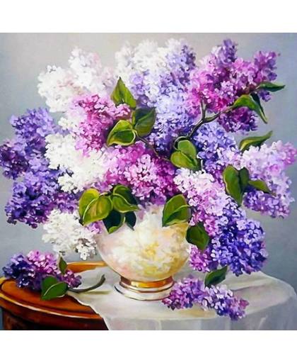 Lavendel bloemen - Diamond Painting 40x40 (Volledige bedekking - Vierkante steentjes)