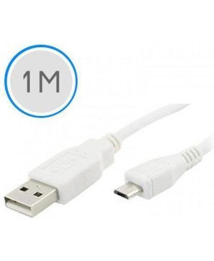 1 meter Micro USB 2.0 oplaad en data kabel voor HTC Wildfire S - wit