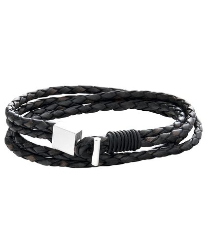 Roll Leather Bracelet Lederen armband zwart