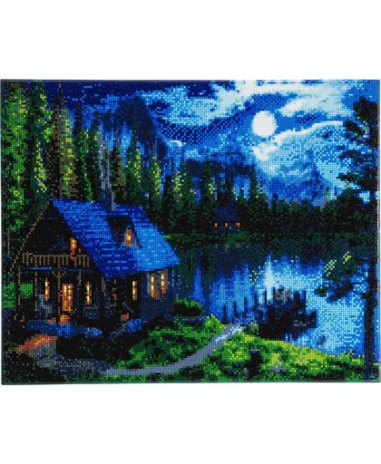 Diamond Painting Crystal Art Kit ® Forest Cabin 40x50cm, Full Painting
