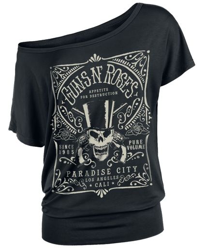 Guns N&apos; Roses Paradise City Label Girls shirt zwart