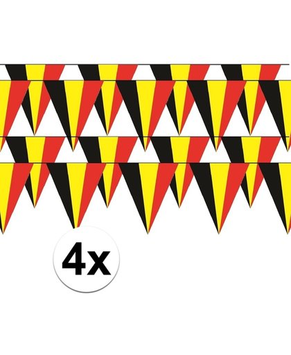 4x Belgie vlaggenlijn / slingers - 5 meter  - Belgische Rode Duivel supporter versiering