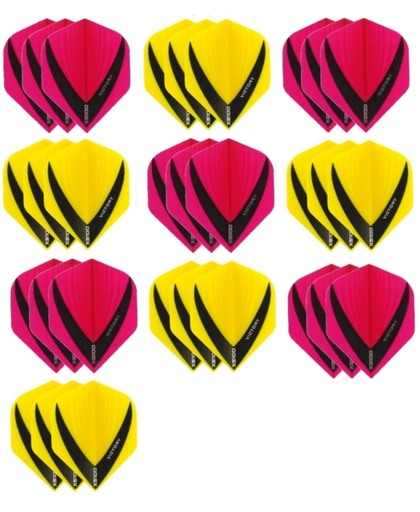 10 sets (30 stuks) - XS100 Vista flights - duo kleur pakket - Geel en Roze – flights - dartflights