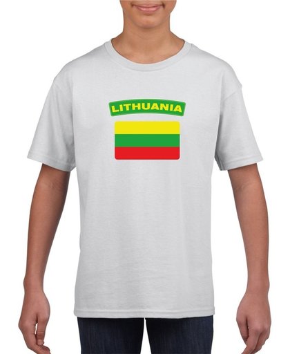 Litouwen t-shirt met Litouwse vlag wit kinderen M (134-140)