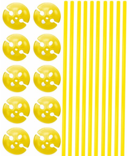Gele Ballonstokjes met Houders - 10 stuks