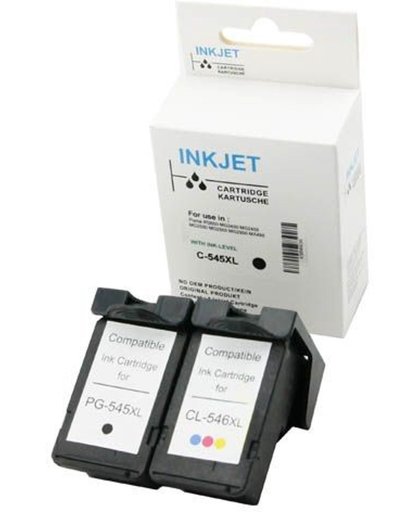 Merkloos - inktcartridge / Alternatief voor de Canon set PG545XL+CL546XL met niveau-indicator