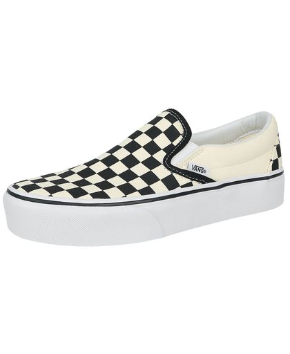 Vans Classic Slip-On Platform Checkerboard Sneakers zwart-wit