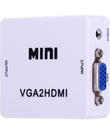 Mini VGA naar HDMI Adapter Upscaler 1080P, Afmeting: 66 x 55 x 20mm wit