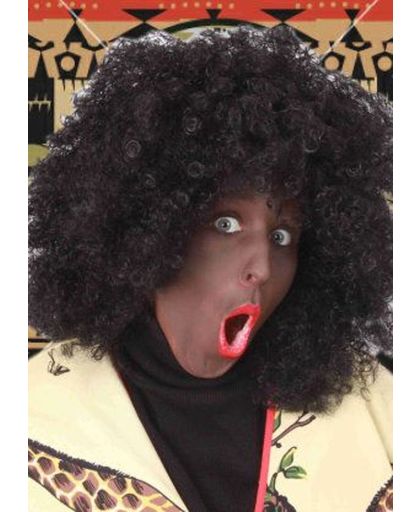 Carnavalspruik Afro pruik zwart