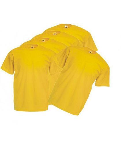 Mijncadeautje Fruit of the Loom Heren T-shirt geel maat L (onbedrukt - 5 stuks)