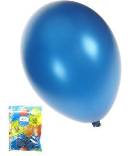 Kwaliteitsballon metallic blauw - 50 stuks