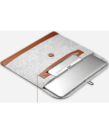 Vilten Soft Sleeve Voor de Apple Macbook Air / Pro (Retina) 15 Inch - 15.4" Laptop Case - Bescherming Cover Hoes - Grijs