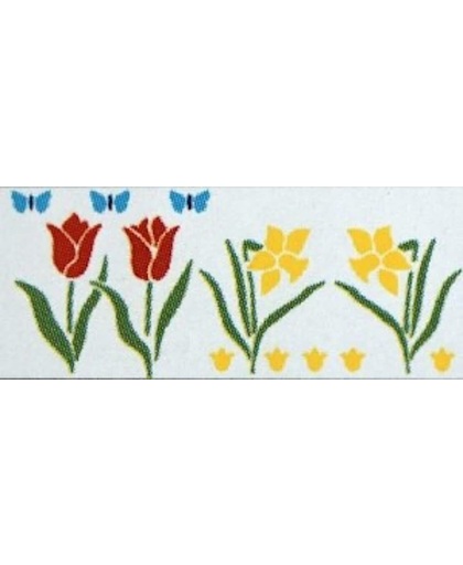 Verfsjabloon Tulp Narcis. Sjabloon 17 x 40 cm
