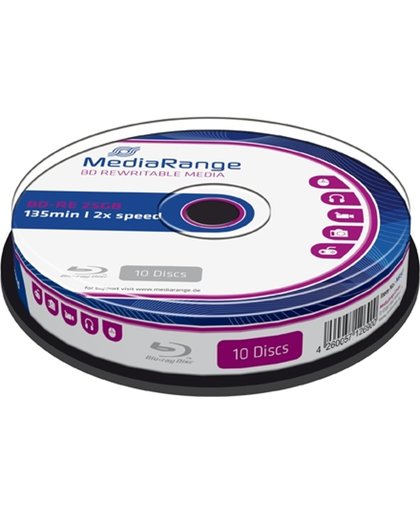 MediaRange BD-RE 25 GB 2x speed in cakebox 10 stuks