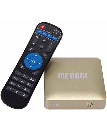 MECOOL HM8 4K UHD Smart TV Box met afstandsbediening, Android 6.0 Amlogic S905X Quad Core Cortex-A53 tot 2.0GHz, RAM: 1GB, ROM: 8GB, OTA, WiFi (Goud)