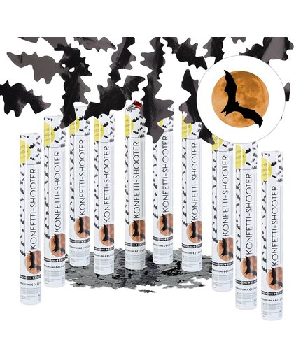 relaxdays 10 x confetti kanon Halloween - confettishooter zwart - partypopper vleermuis