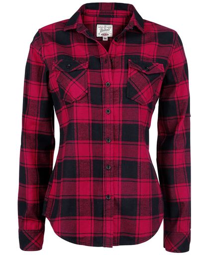 Brandit Amy Flannel Checkshirt Girls blouse zwart-rood