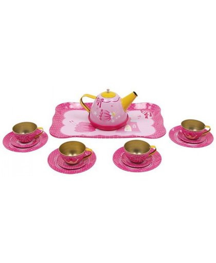 Roze theeservies voor kinderen van blik