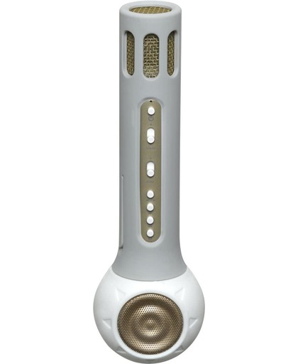 Denver KMS-10 Wit, Draadloze bluetooth karaoke microfoon speaker