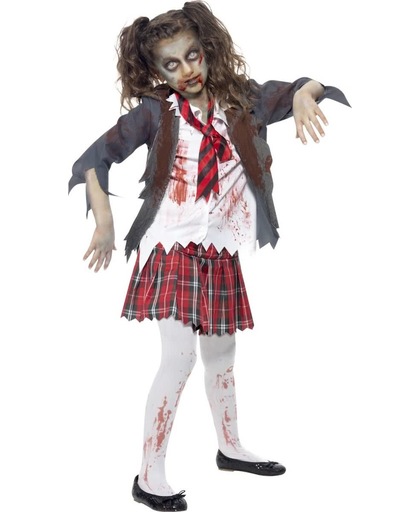 Zombie schoolmeisje kostuum voor tieners maat 158 - 164