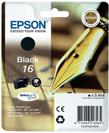 Epson Singlepack Black 16 DURABrite Ultra Ink inktcartridge